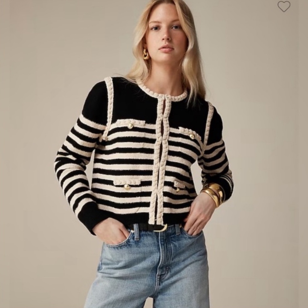 NWT J. Crew Odette sweater lady jacket in striped boucle